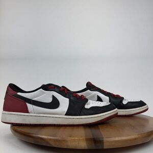 Mens Nike Jordan 1 Retro Low OG Black Toe Leather Shoes Sneakers Size 14 M GUC